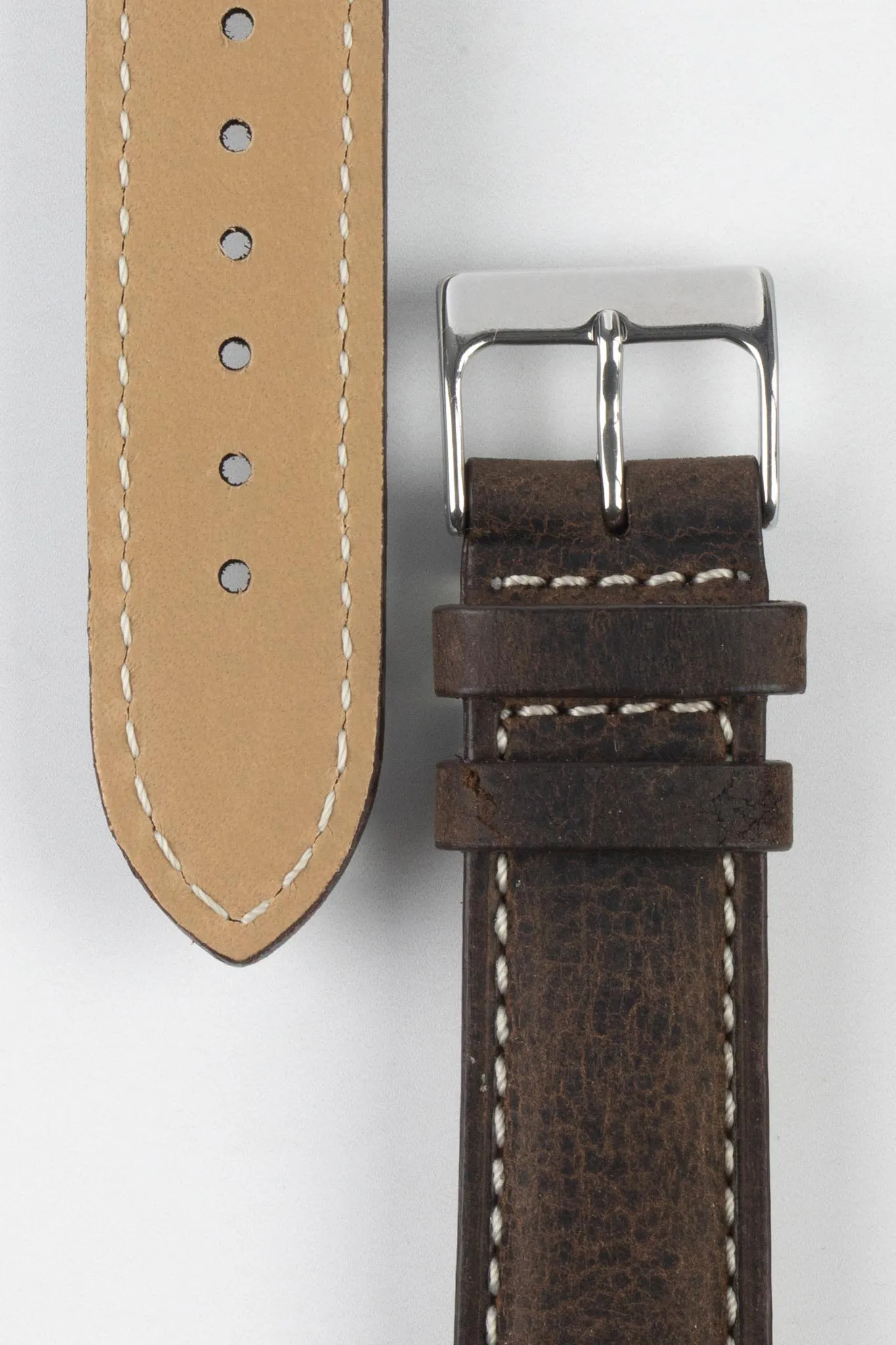 Pebro SAVANNAH Genuine Antelope Leather Watch Strap in DARK BROWN