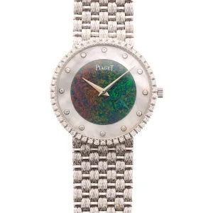 Piaget White Gold Round Watch Ref. 9066 with Opal Dial and Diamonds