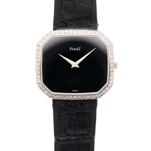 Piaget White Gold Vintage Onyx and Diamond Watch Ref. 9781