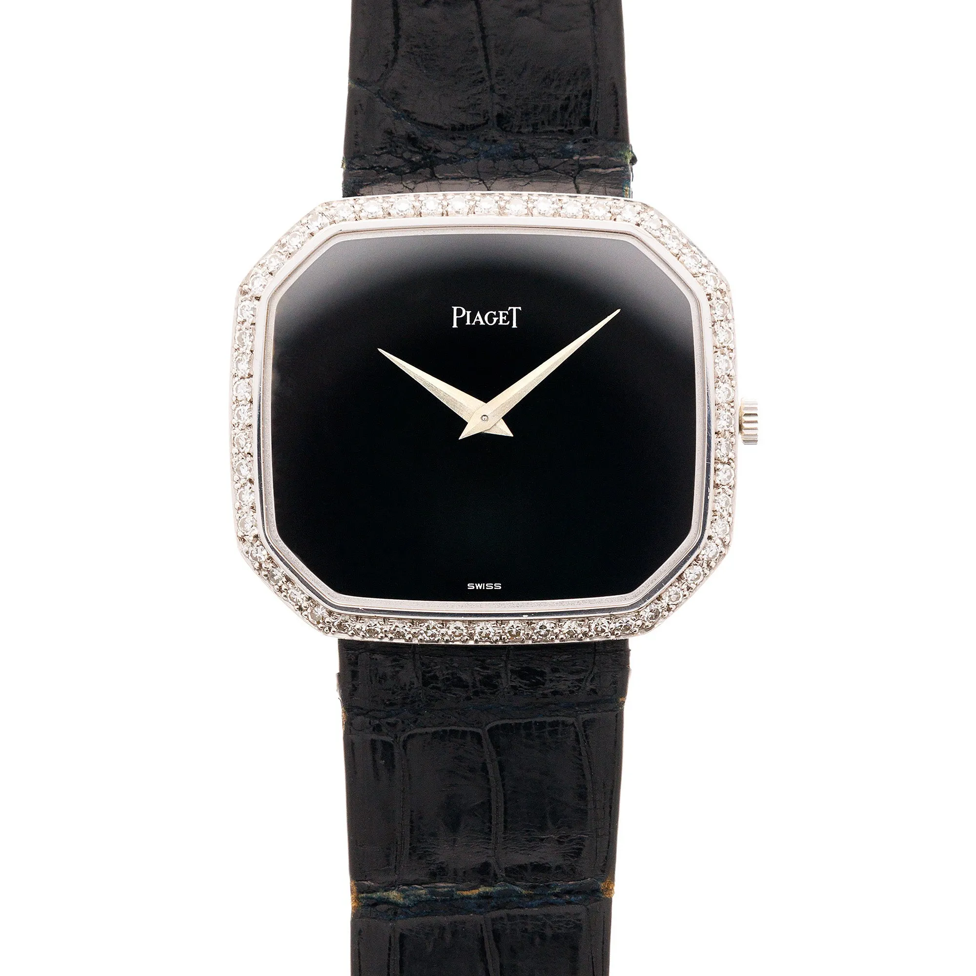 Piaget White Gold Vintage Onyx and Diamond Watch Ref. 9781