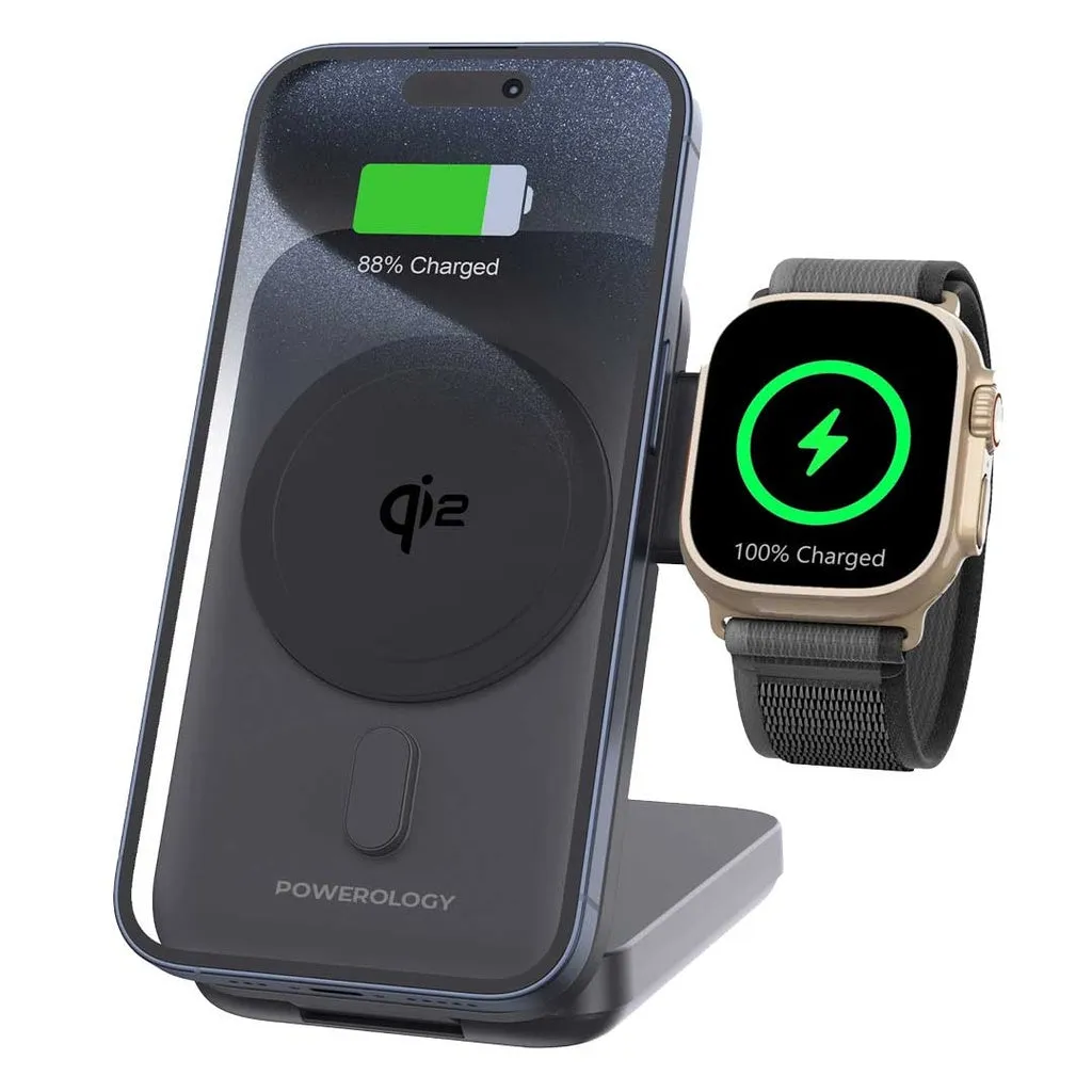 Powerology  10000mAh Qi2 - 15W iPhone 15 Magsafe Powerbank - Watch Charger