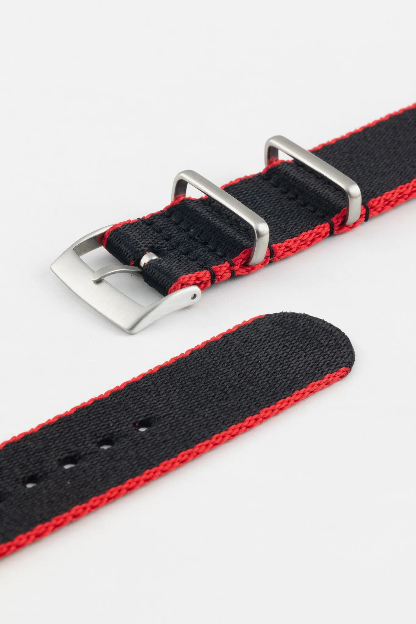 Premium Nylon Watch Strap in Black with Red Edges