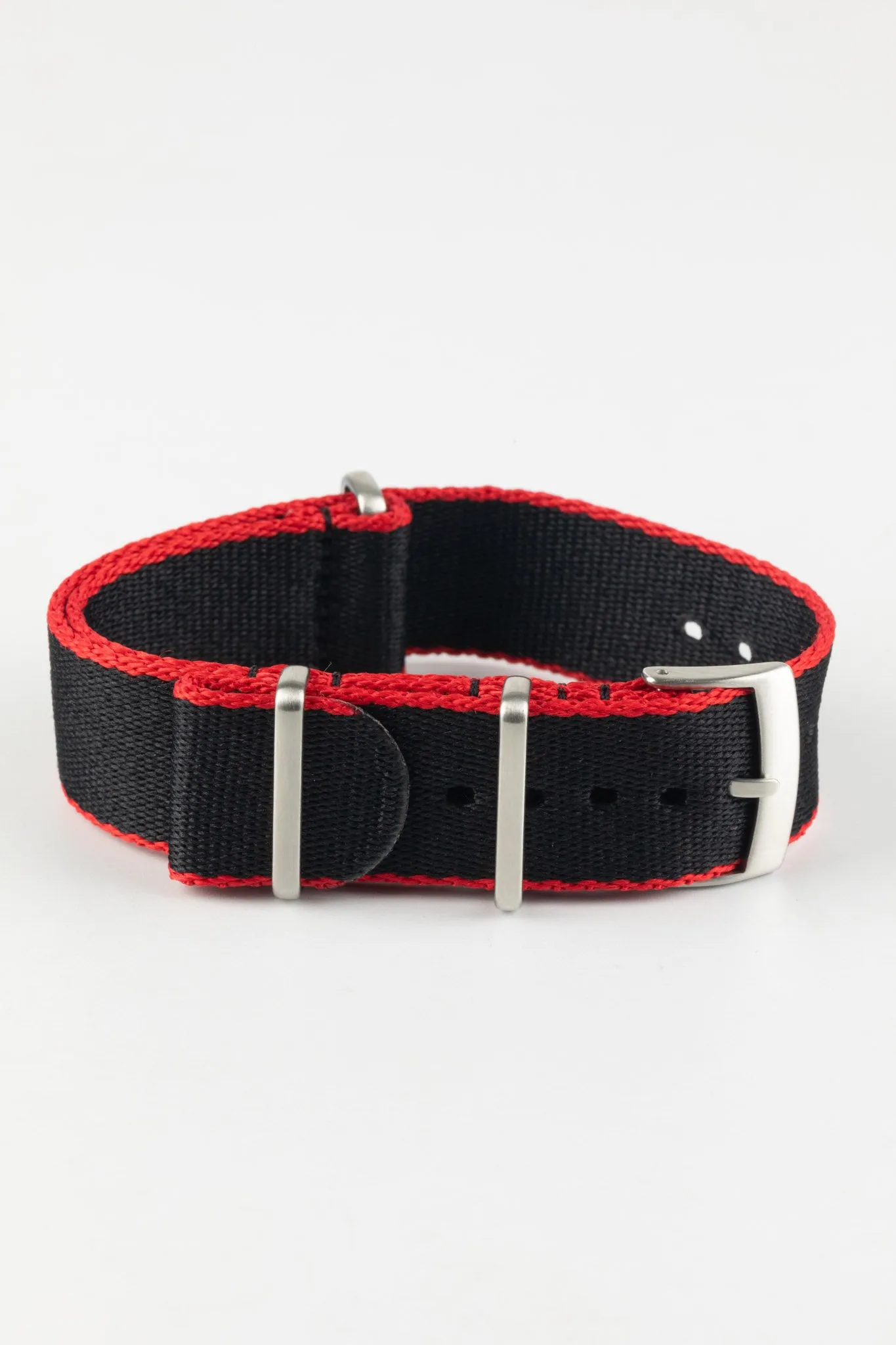 Premium Nylon Watch Strap in Black with Red Edges