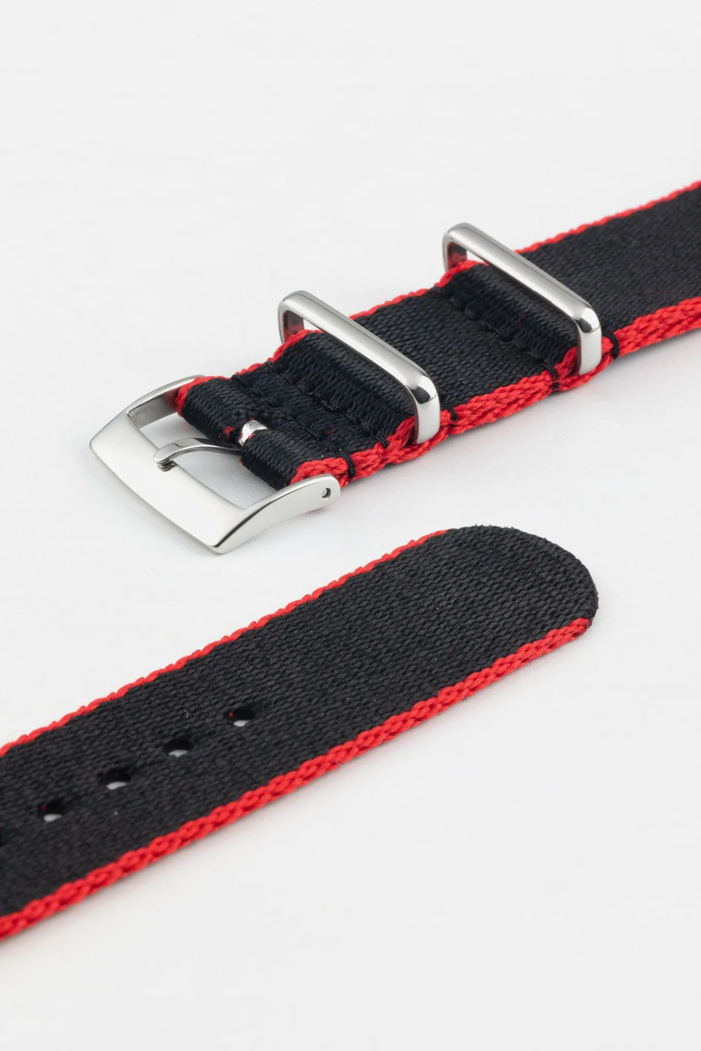 Premium Nylon Watch Strap in Black with Red Edges