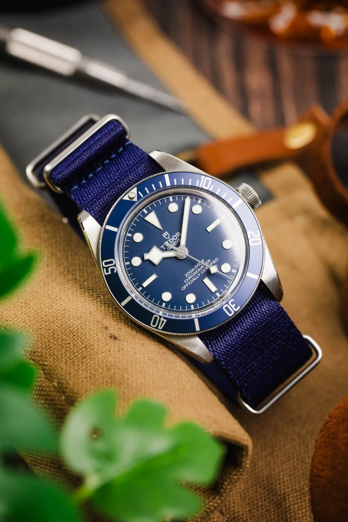 Premium Nylon Watch Strap in NAVY BLUE with Brushed Hardware