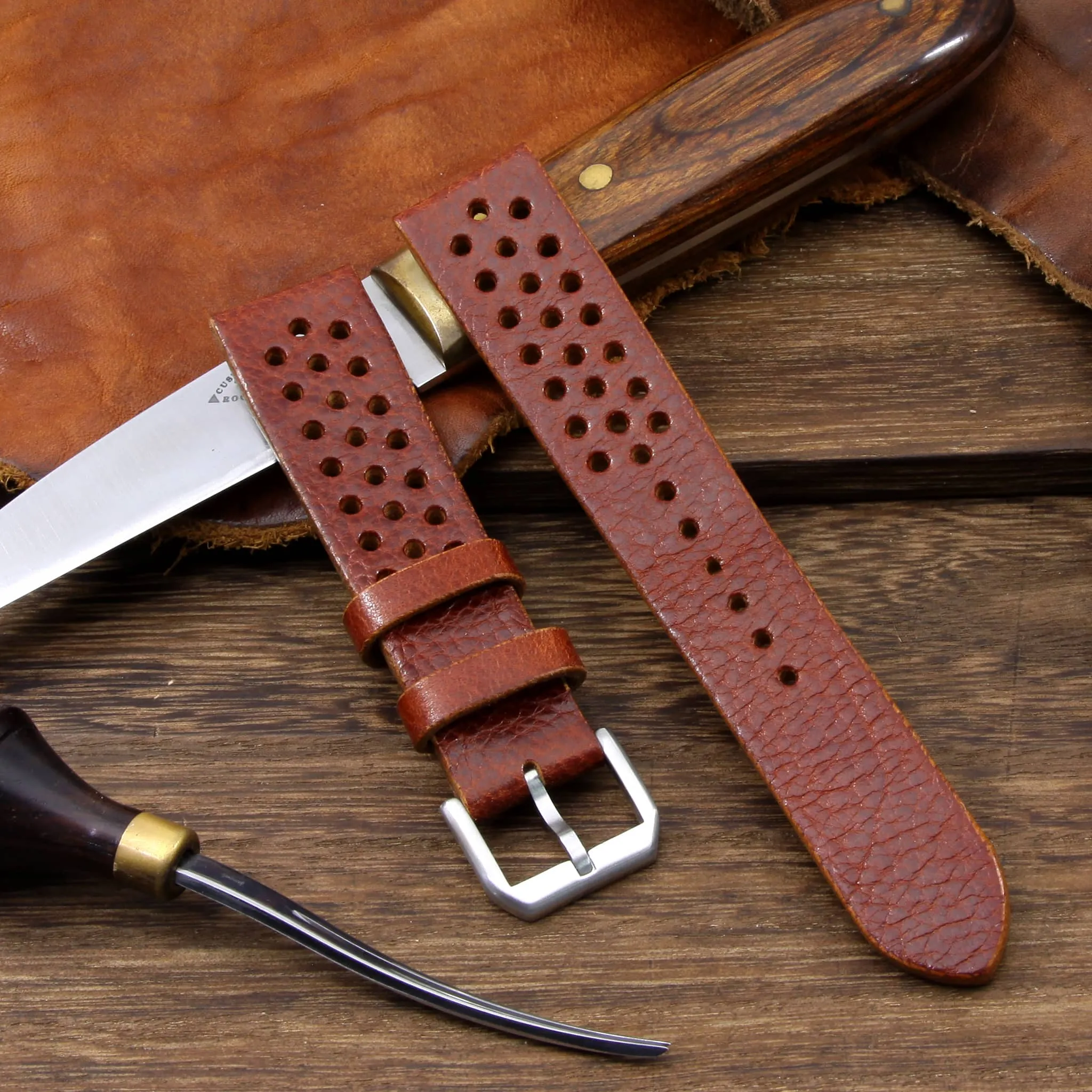 Rally Leather Watch Strap, Maremma 503 | Stitch-less