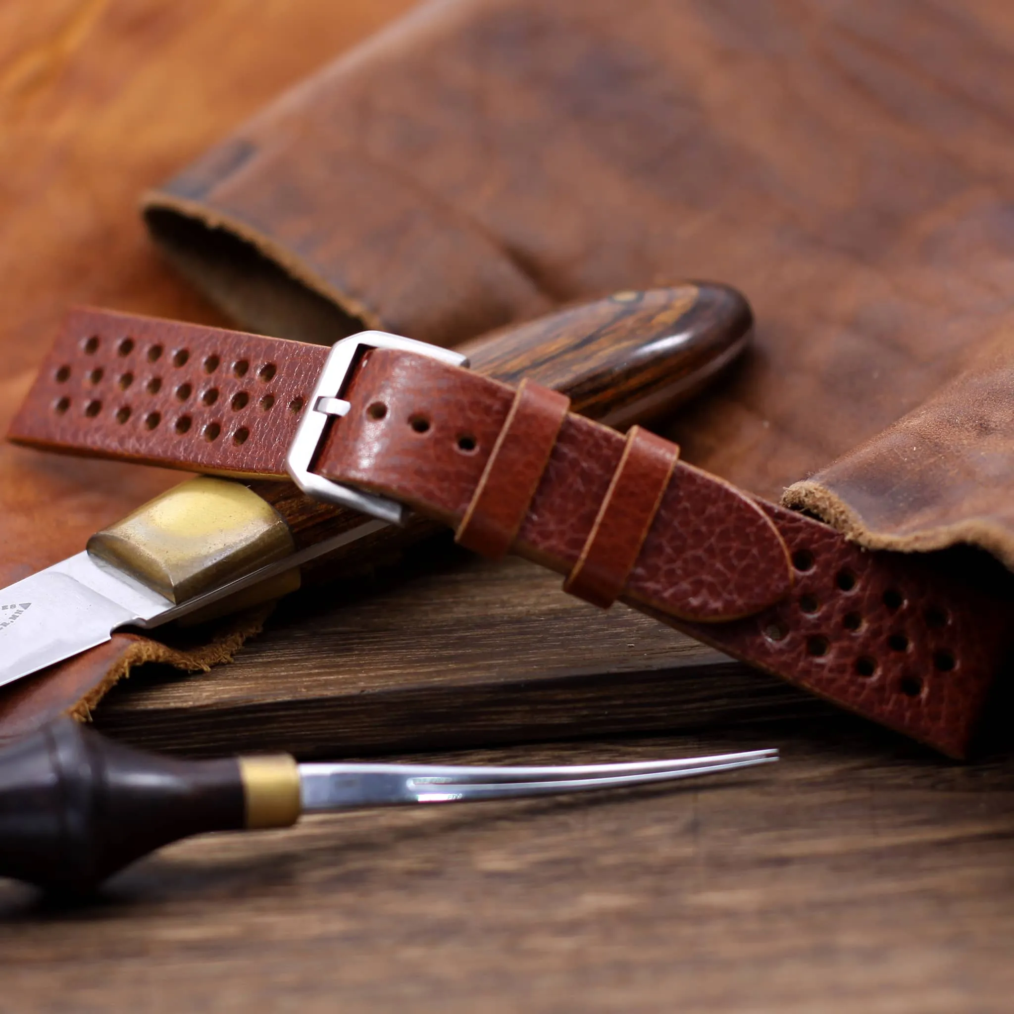 Rally Leather Watch Strap, Maremma 503 | Stitch-less