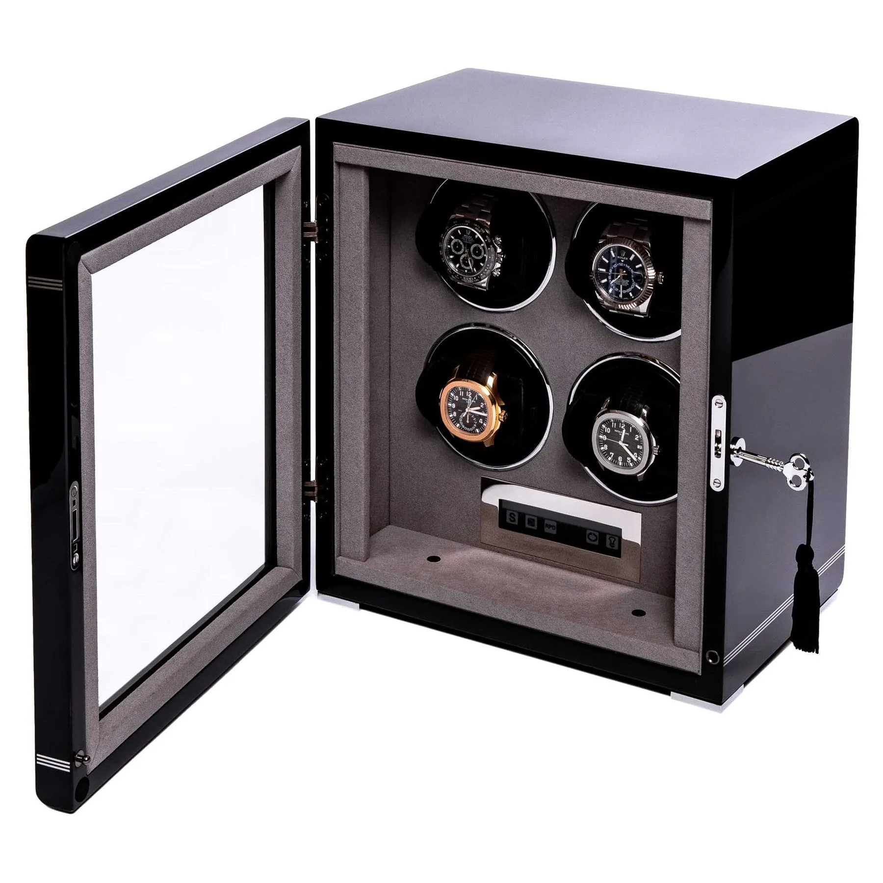 Rapport - Formula Quad Watch Winder in Ebony | W554