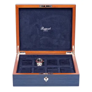 Rapport - Heritage 8 Watch Box in Blue Lacquer | L403