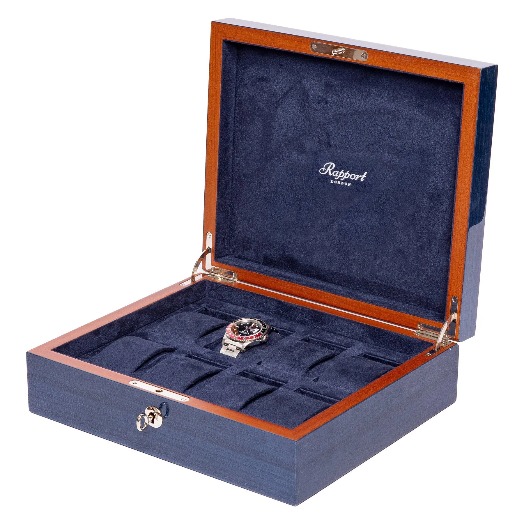 Rapport - Heritage 8 Watch Box in Blue Lacquer | L403