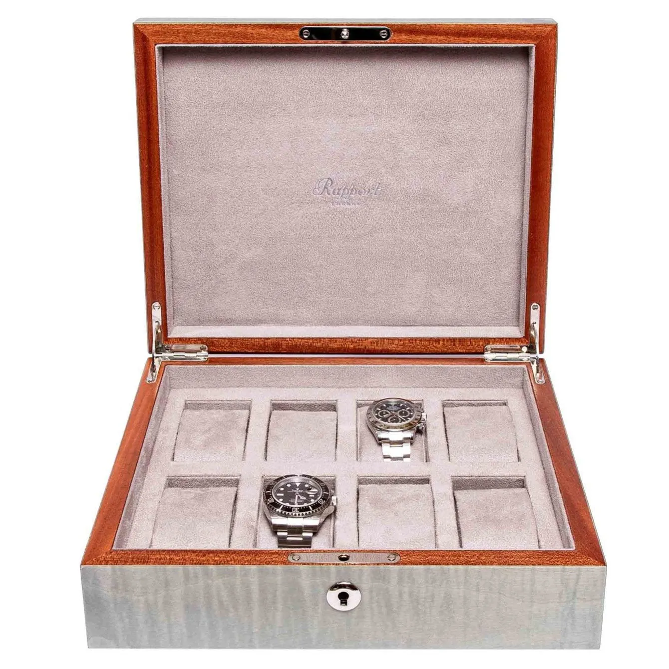 Rapport - Heritage 8 Watch Box in Grey Lacquer | L416