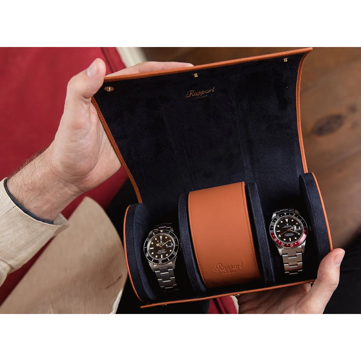 Rapport - Hyde Park Multi Watch Roll in Tan Leather | D285
