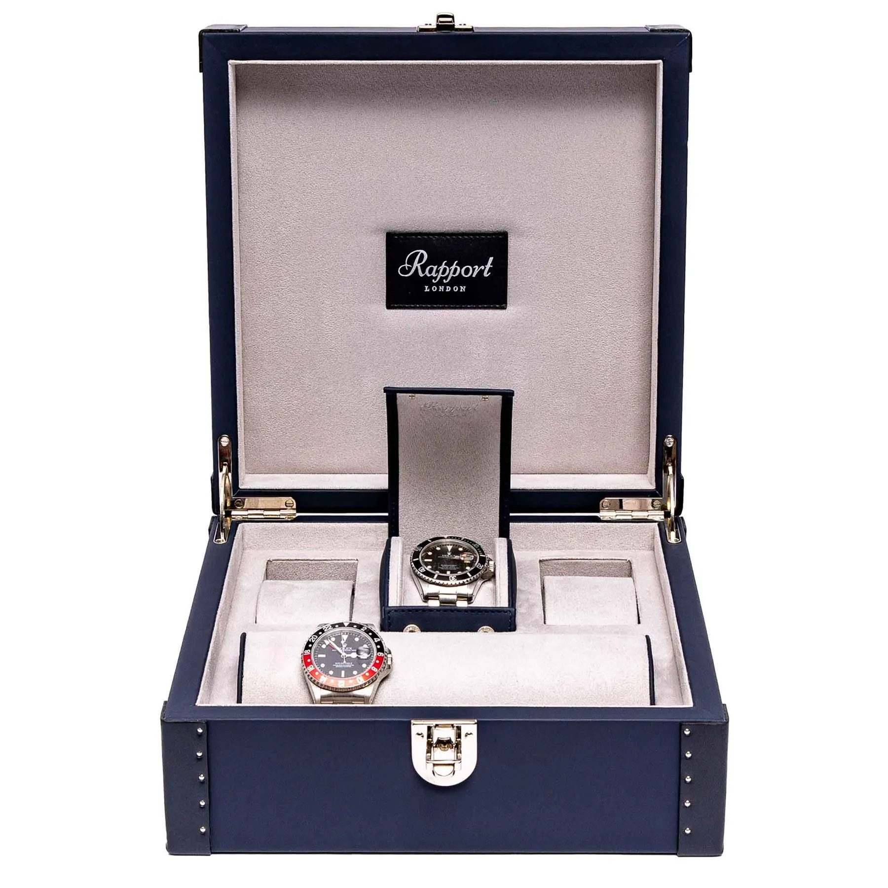 Rapport - Kensington Multi-storage Watch Box in Blue Leather | L321