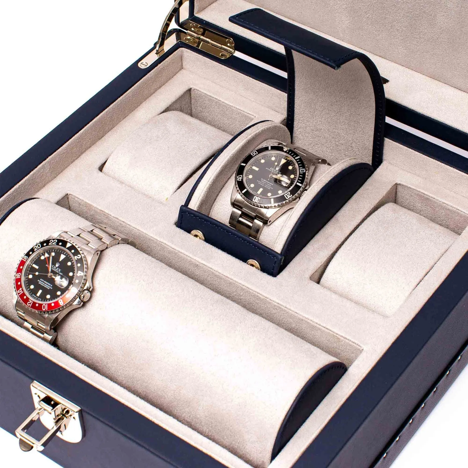 Rapport - Kensington Multi-storage Watch Box in Blue Leather | L321
