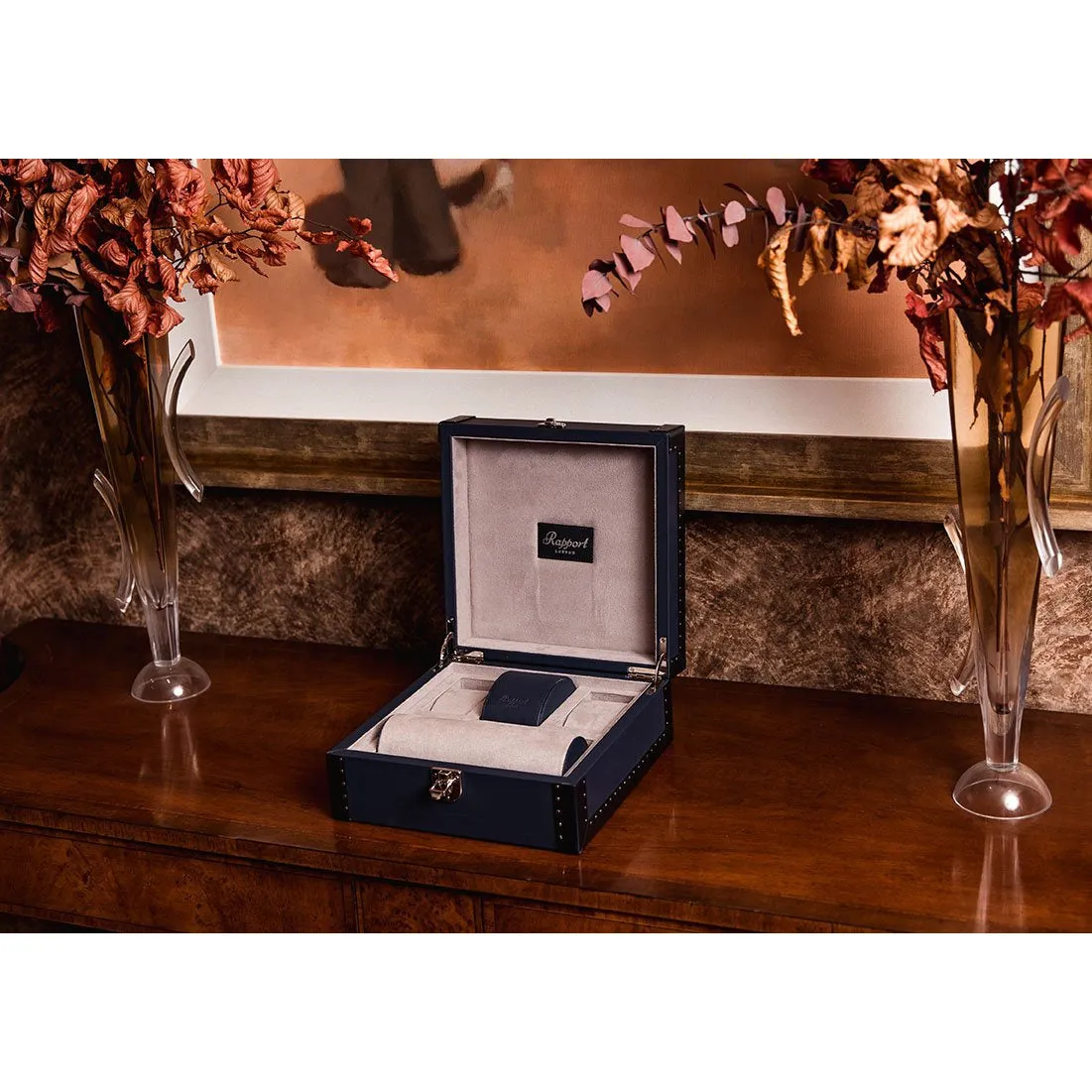 Rapport - Kensington Multi-storage Watch Box in Blue Leather | L321