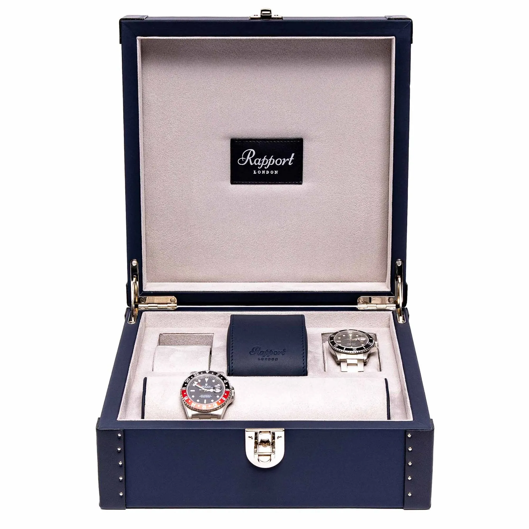 Rapport - Kensington Multi-storage Watch Box in Blue Leather | L321