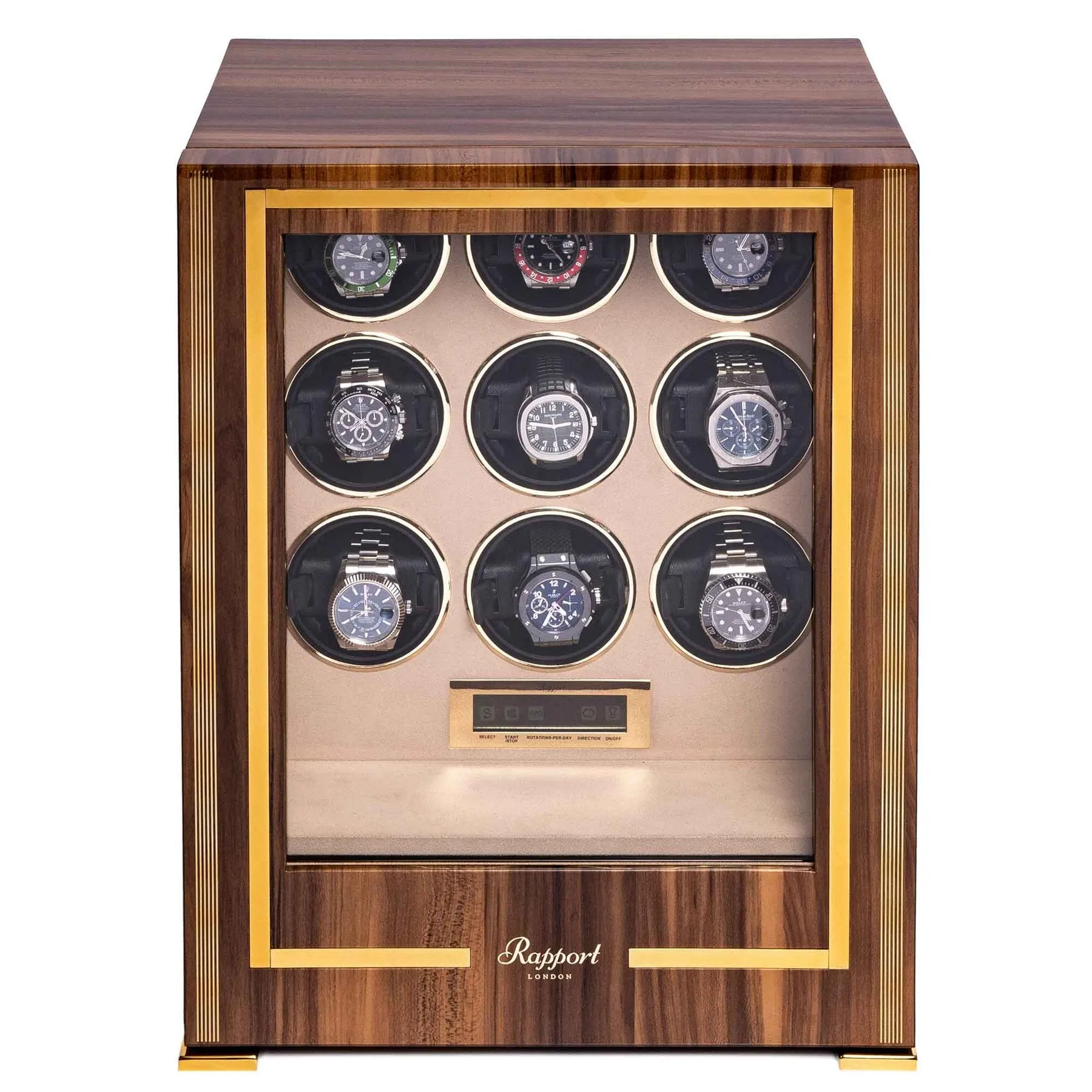 Rapport - Paramount 9-Unit Watch Winder in Walnut | W309
