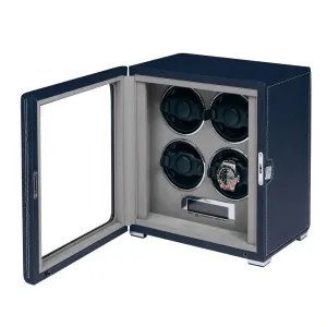 Rapport - Quantum Quad Watch Winder in Blue Leather | W634