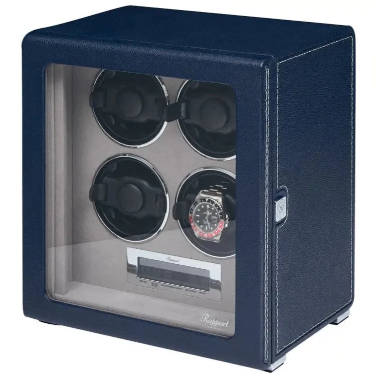 Rapport - Quantum Quad Watch Winder in Blue Leather | W634