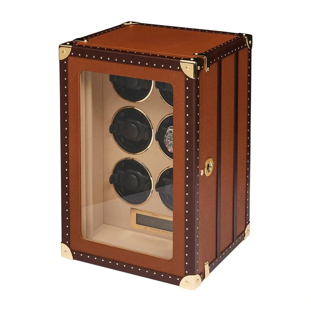 Rapport - Romer 6-Unit Watch Winder in Brown Leather | W646