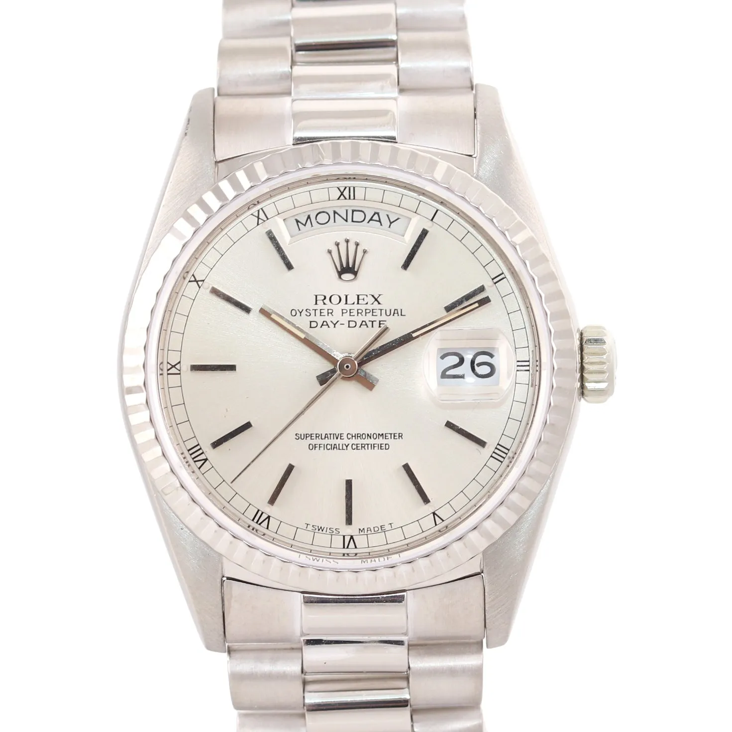 Rare Rolex White Gold Rolex Day-Date President Quickset 18039 18K Watch 18239