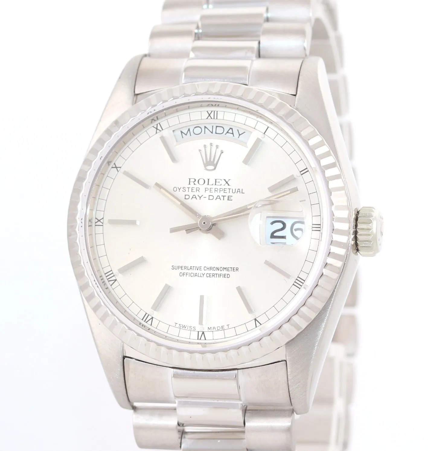 Rare Rolex White Gold Rolex Day-Date President Quickset 18039 18K Watch 18239