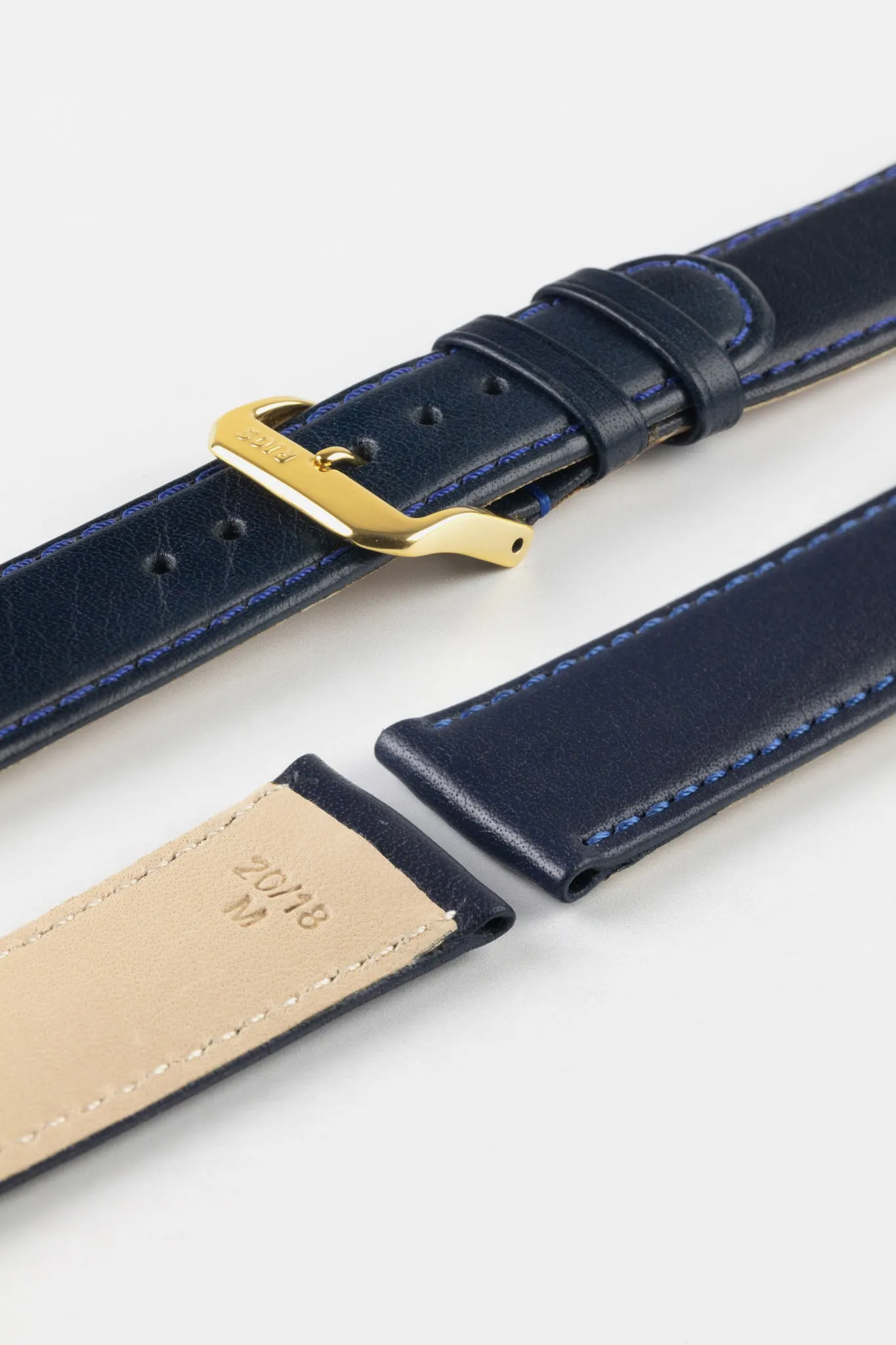 RIOS1931 ARIZONA Genuine Saddle Leather Watch Strap in OCEAN BLUE