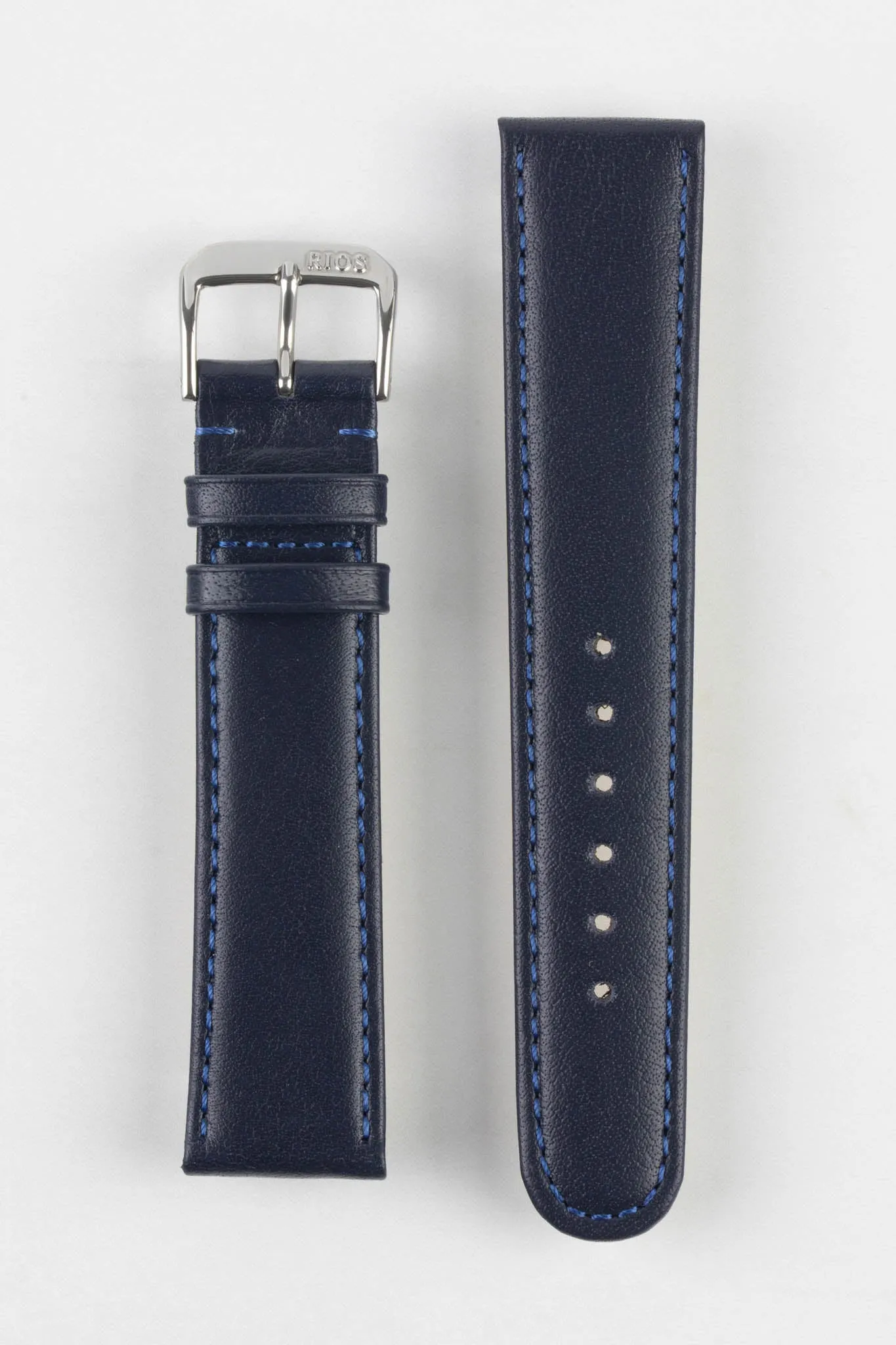 RIOS1931 ARIZONA Genuine Saddle Leather Watch Strap in OCEAN BLUE