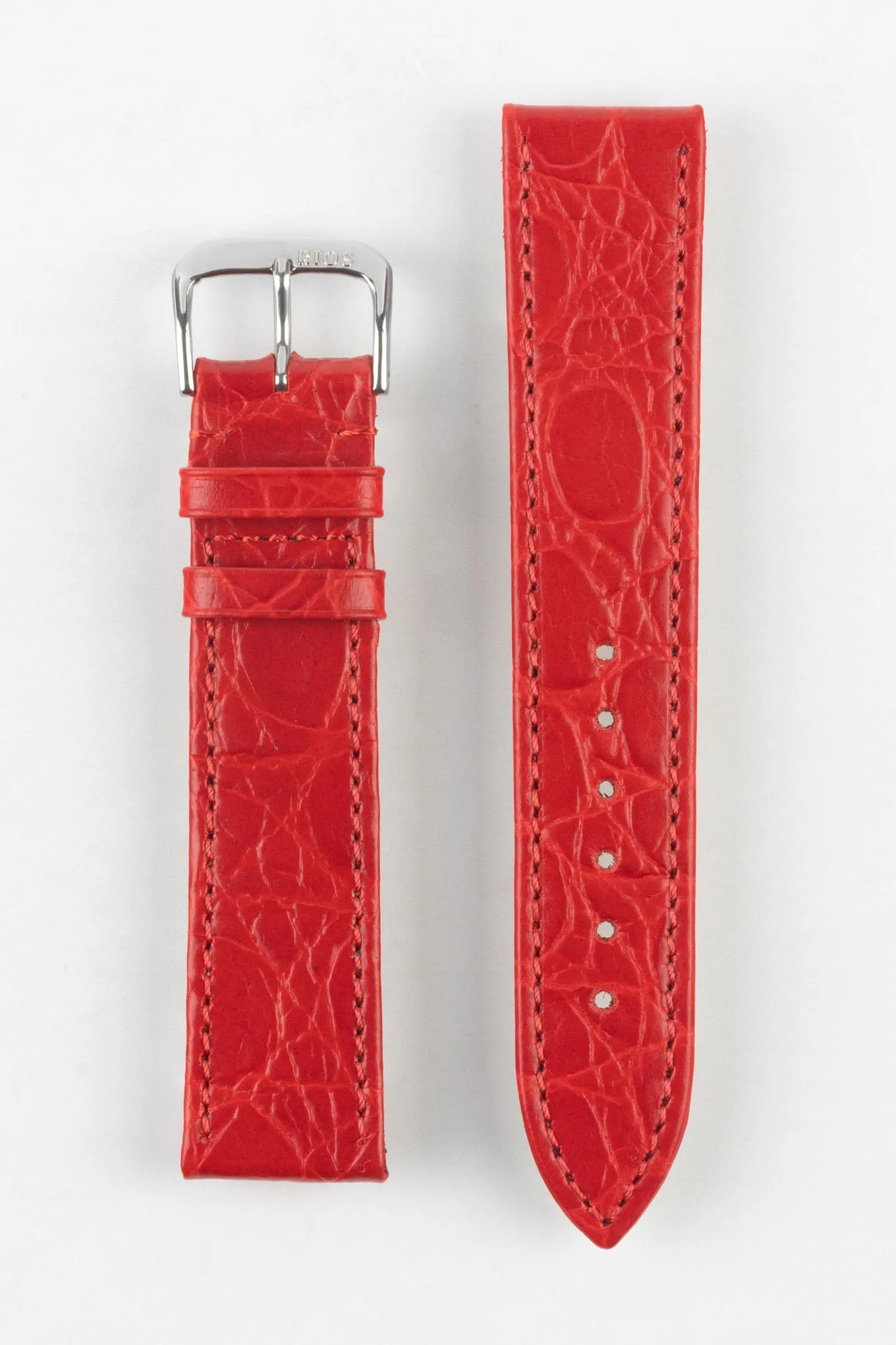 RIOS1931 BRAZIL Crocodile-Embossed Leather Watch Strap in RED
