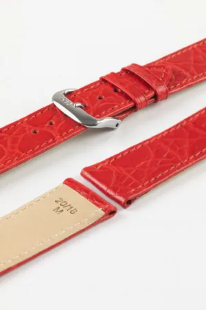 RIOS1931 BRAZIL Crocodile-Embossed Leather Watch Strap in RED