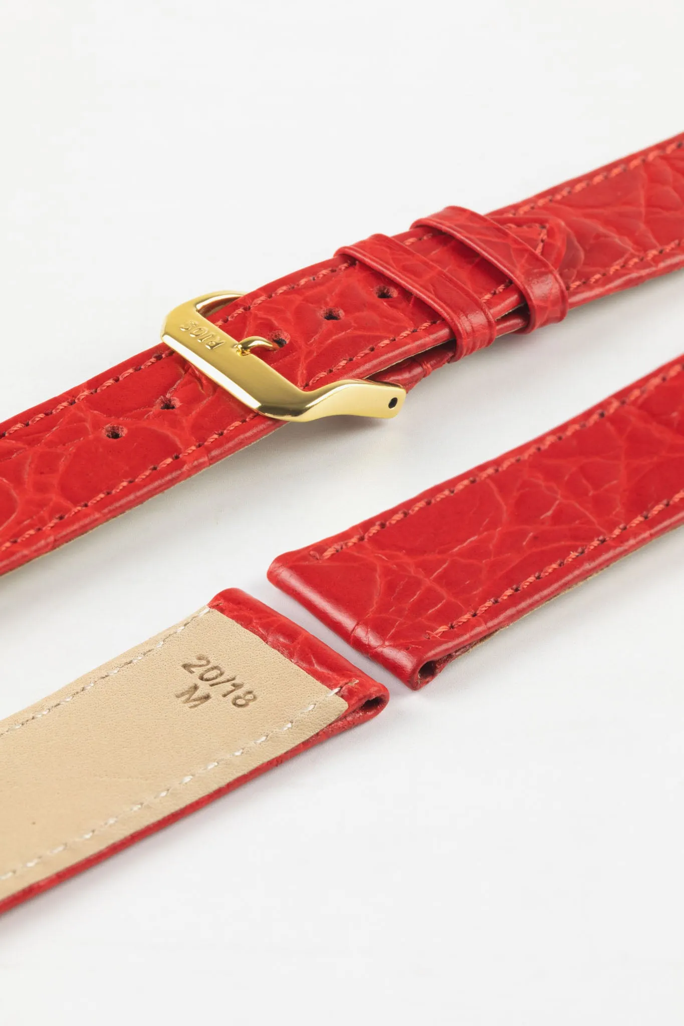 RIOS1931 BRAZIL Crocodile-Embossed Leather Watch Strap in RED