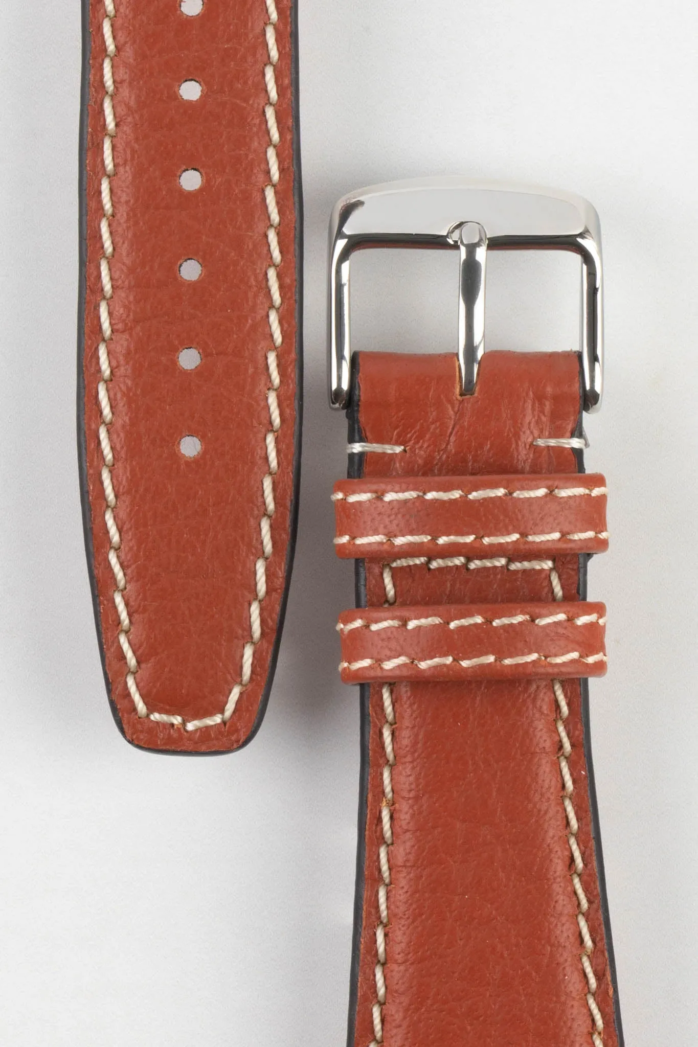 RIOS1931 NATURE Genuine Buffalo Leather Watch Strap in COGNAC