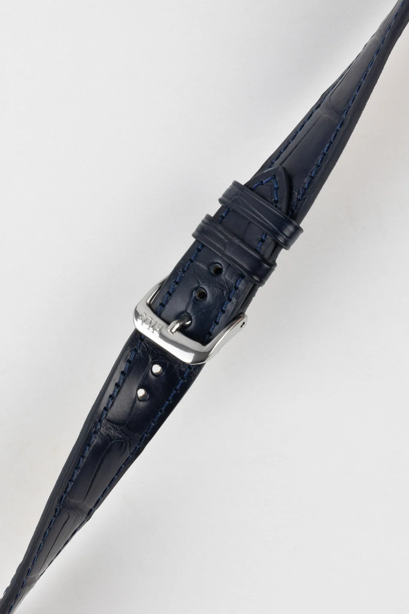 RIOS1931 SENATOR Genuine Alligator Square-Padding Watch Strap in OCEAN BLUE