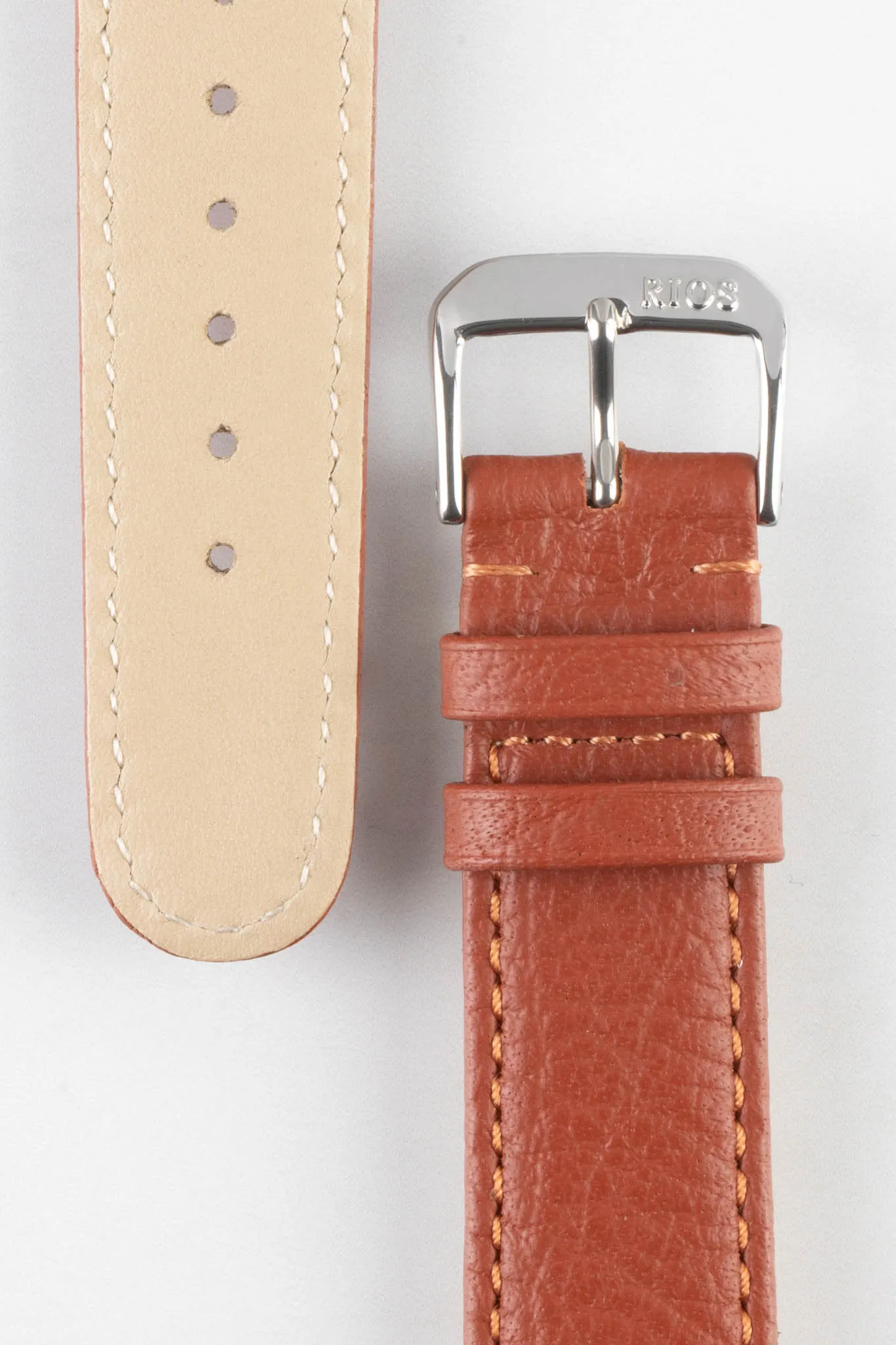 RIOS1931 TEXAS Genuine Buffalo Leather Watch Strap in COGNAC