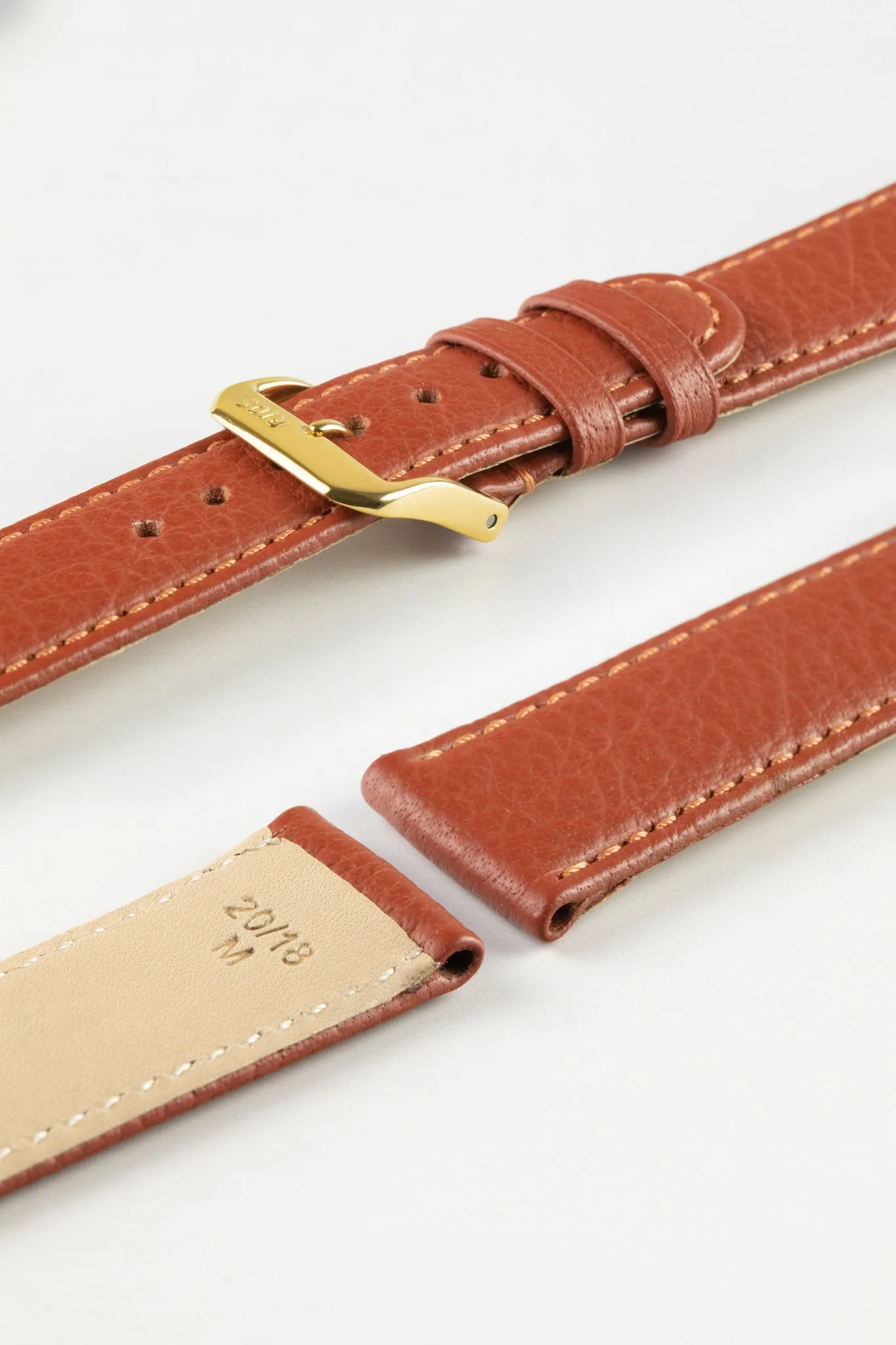 RIOS1931 TEXAS Genuine Buffalo Leather Watch Strap in COGNAC