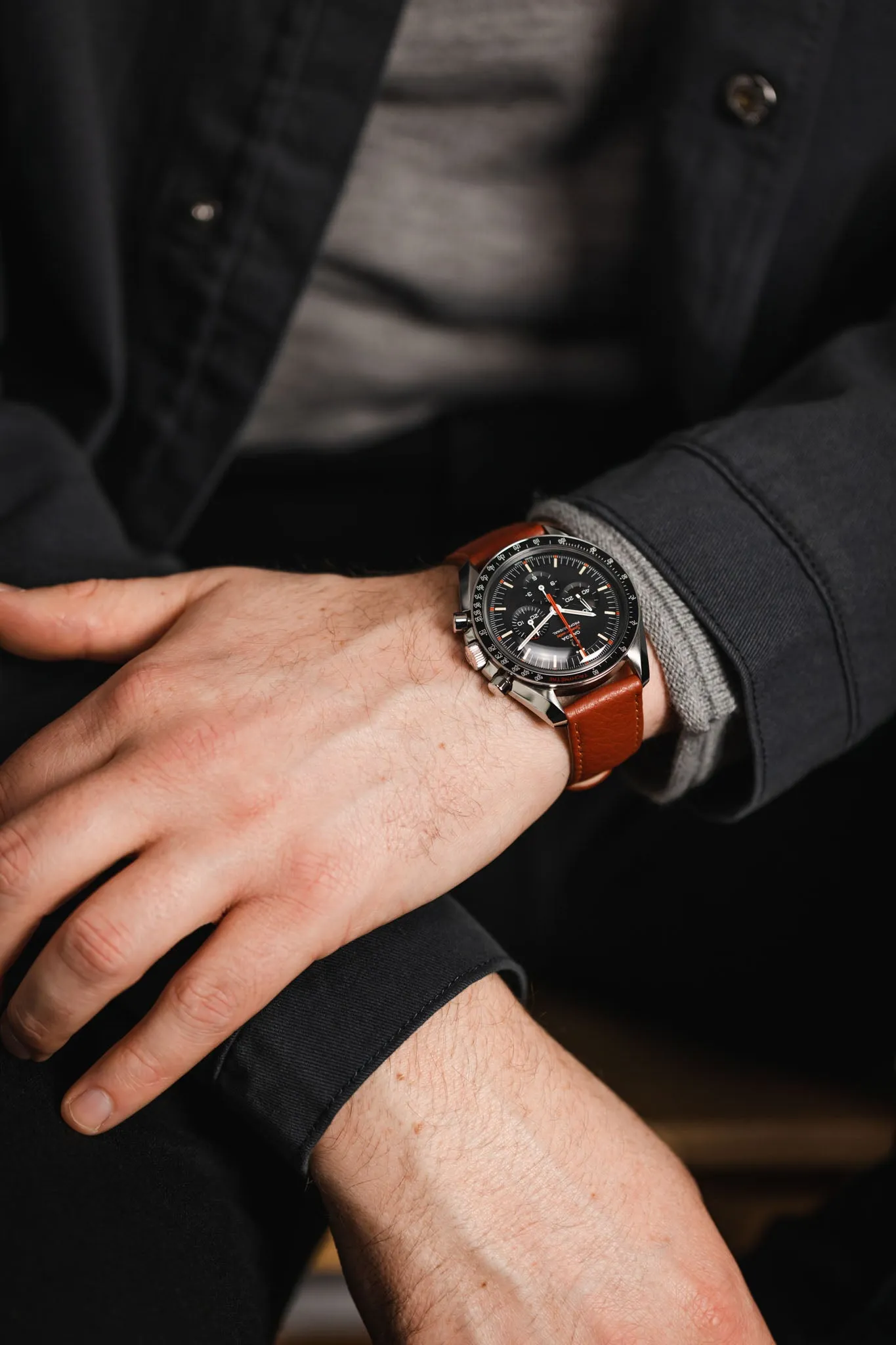 RIOS1931 TEXAS Genuine Buffalo Leather Watch Strap in COGNAC