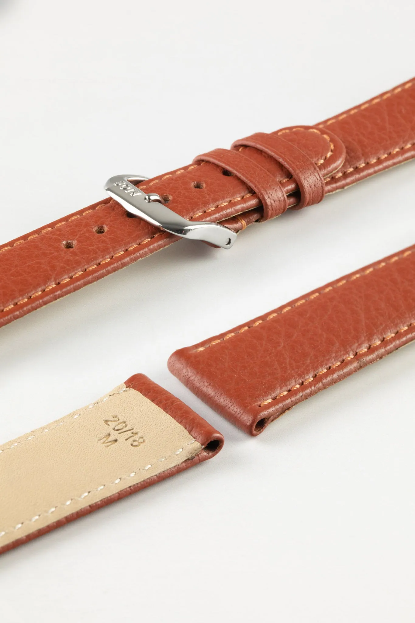 RIOS1931 TEXAS Genuine Buffalo Leather Watch Strap in COGNAC