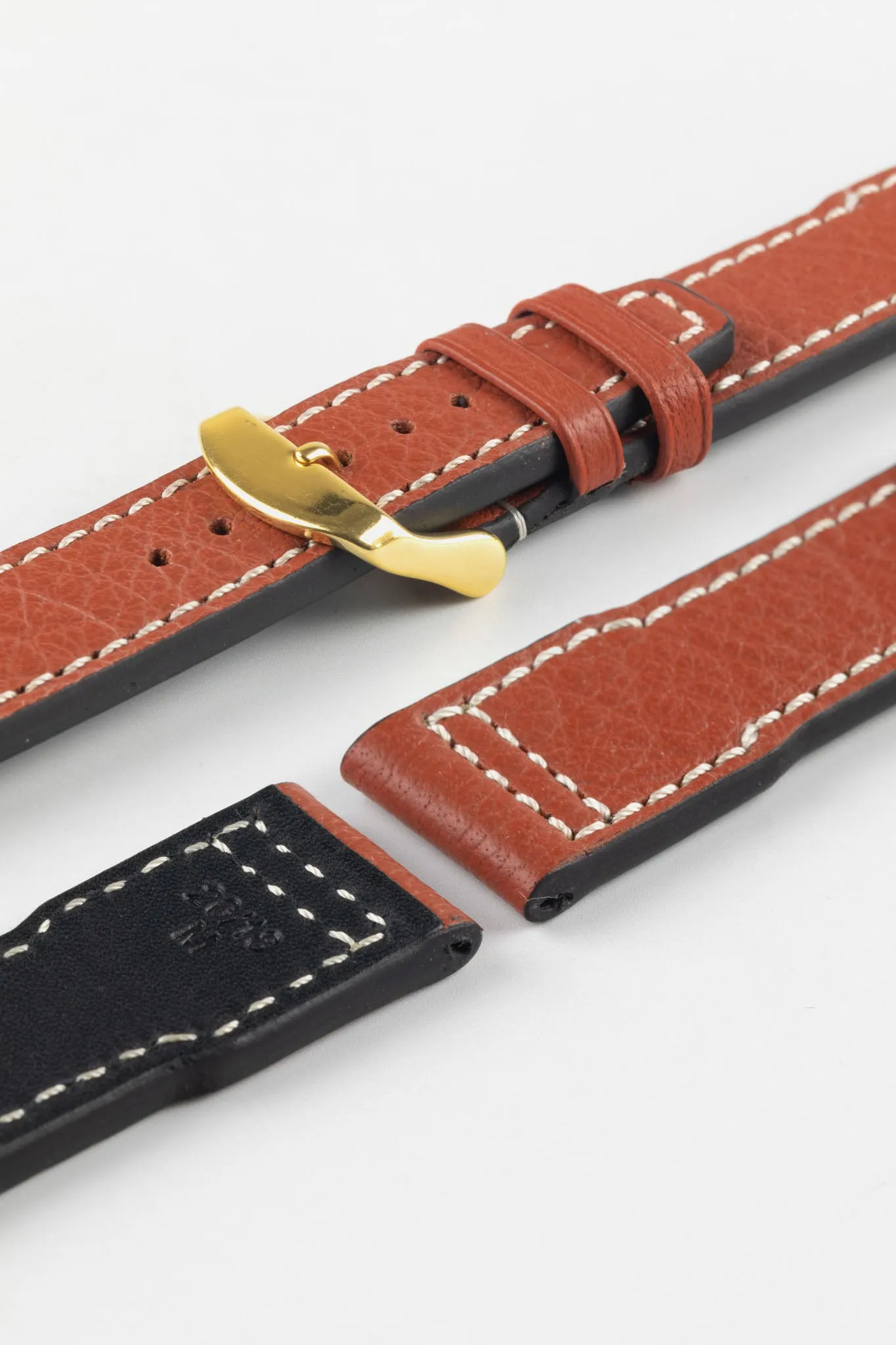 RIOS1931 TYPHOON Genuine Buffalo Leather Watch Strap in Cognac