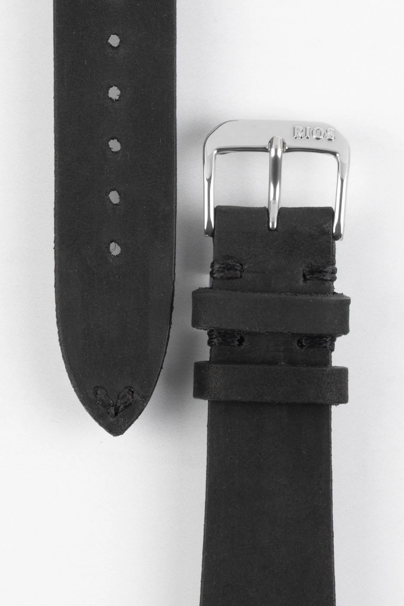 RIOS1931 WALKER Genuine Vintage Leather Watch Strap in BLACK