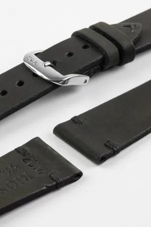 RIOS1931 WALKER Genuine Vintage Leather Watch Strap in BLACK