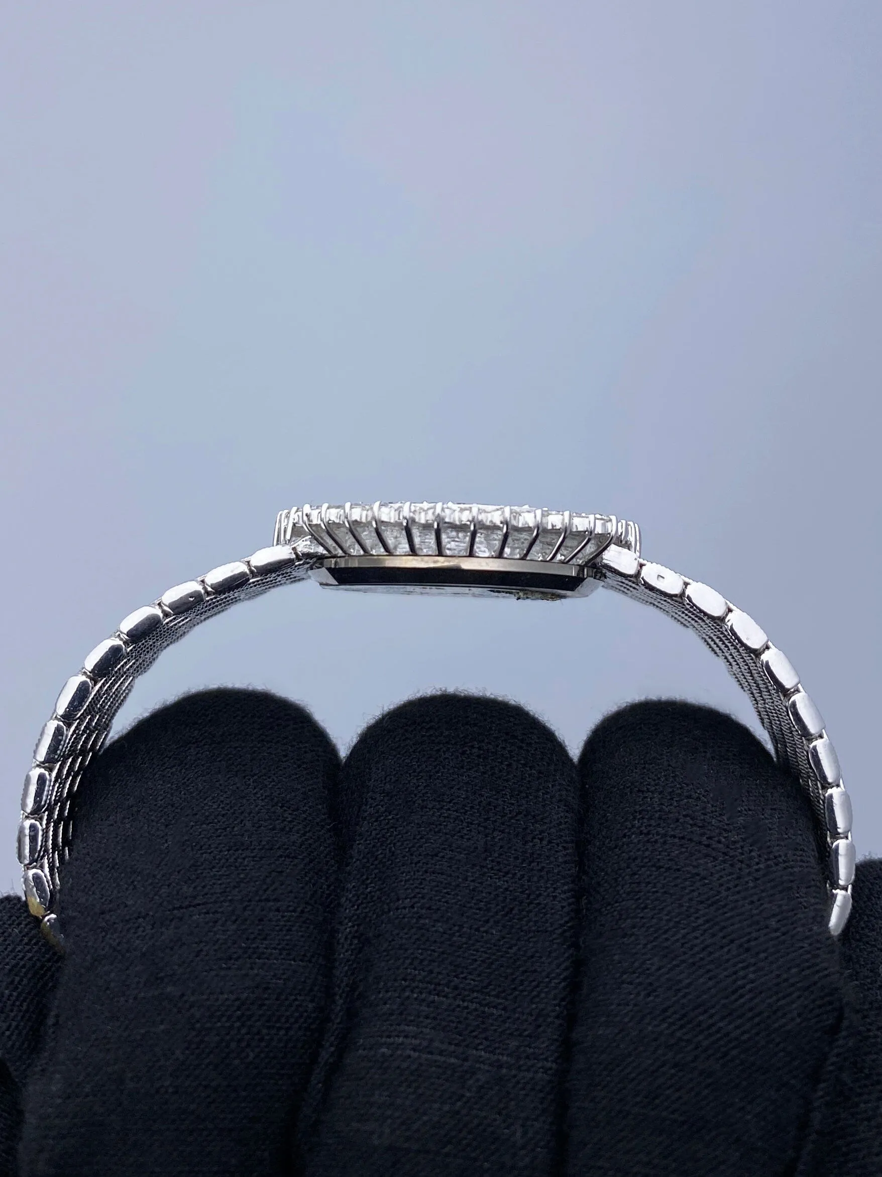 Rolex Cellini 4081 Diamond Blue Vignette Dial 18K White Gold Ladies Watch