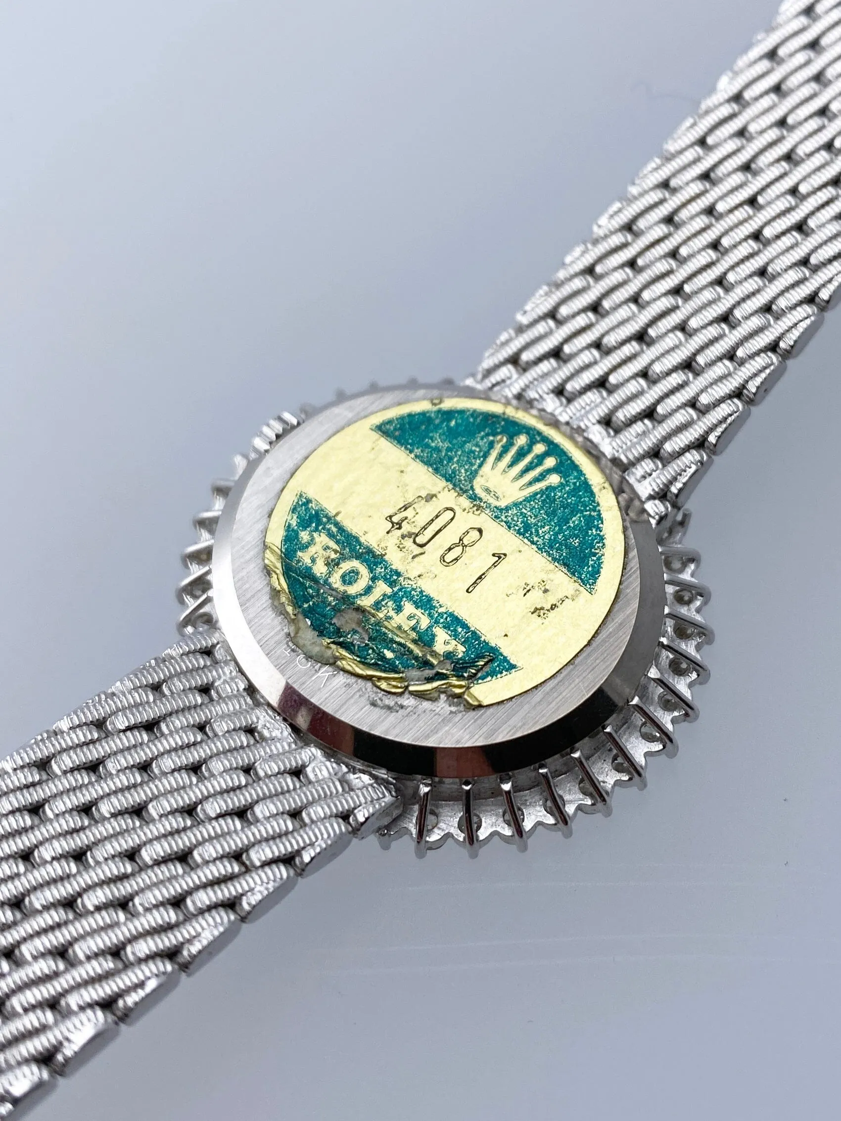 Rolex Cellini 4081 Diamond Blue Vignette Dial 18K White Gold Ladies Watch