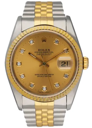 Rolex Datejust 16233 Diamond Dial Mens Watch