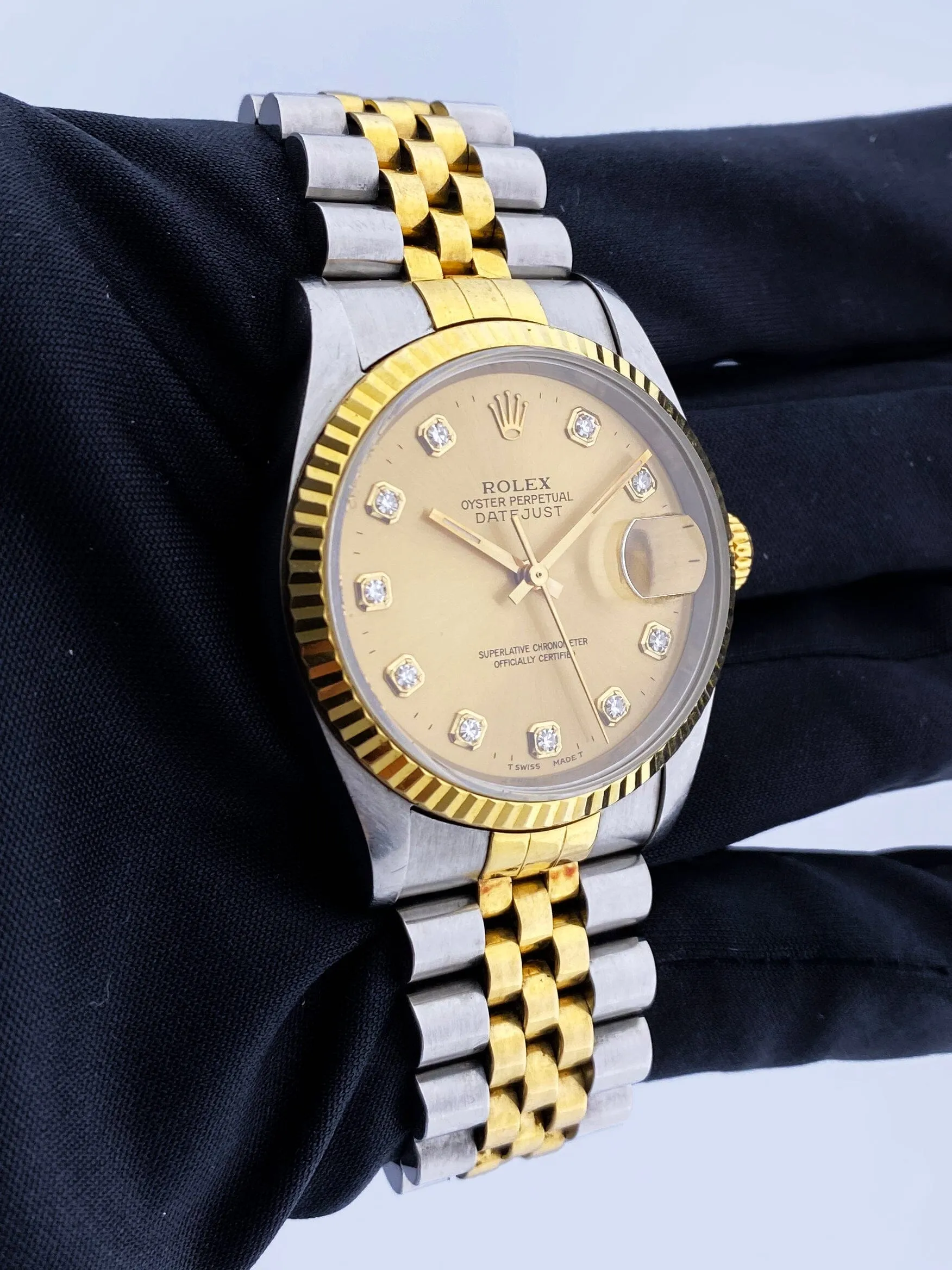 Rolex Datejust 16233 Diamond Dial Mens Watch