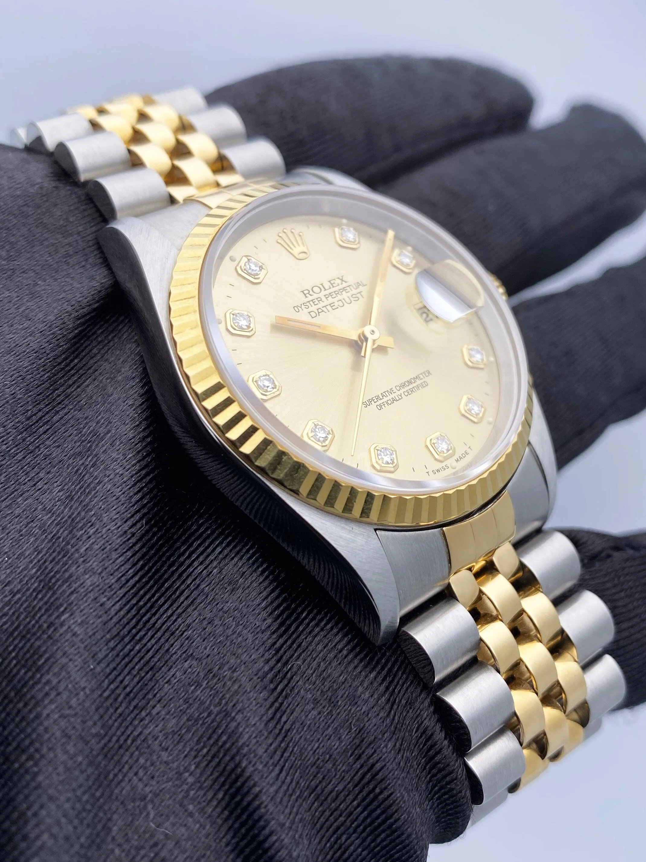Rolex Datejust 16233 Diamond Dial Mens Watch