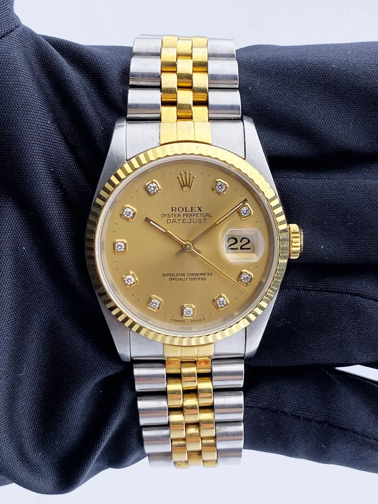 Rolex Datejust 16233 Diamond Dial Mens Watch