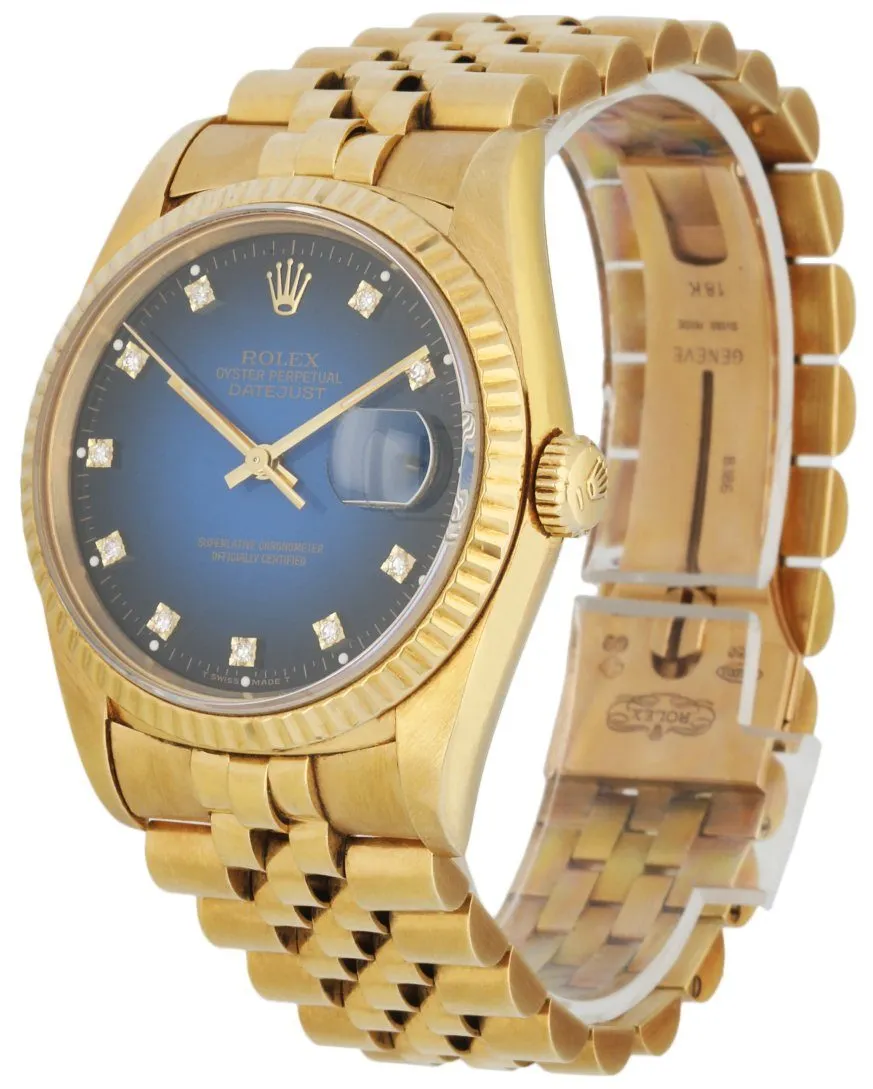 Rolex Datejust 16238 18k Yellow Gold Blue vignette Men's Watch