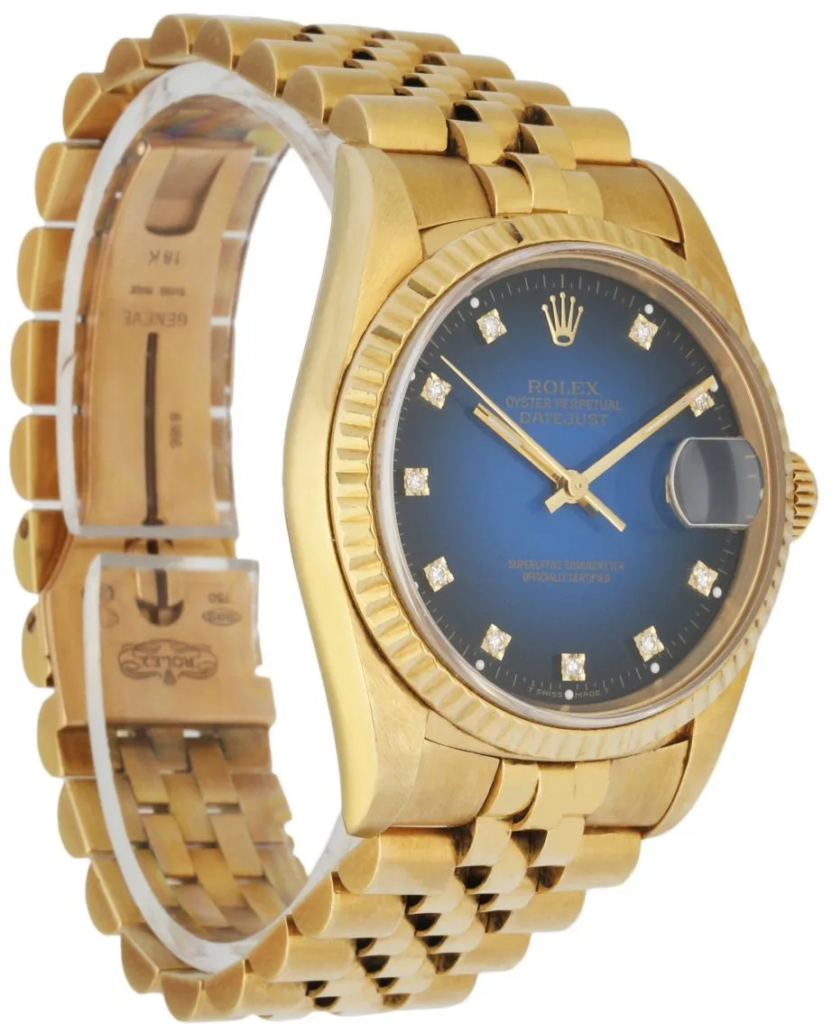 Rolex Datejust 16238 18k Yellow Gold Blue vignette Men's Watch