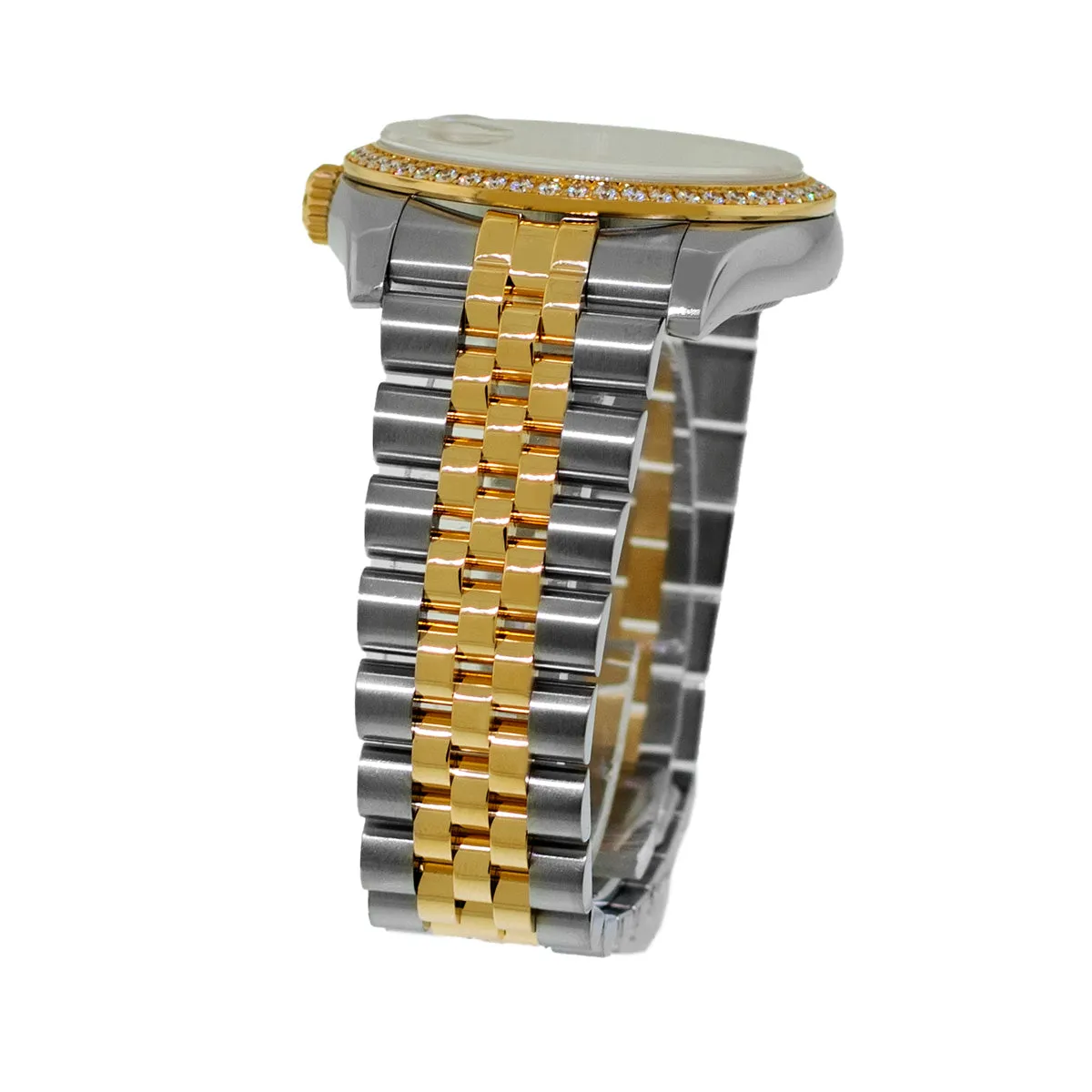 Rolex Datejust 36mm Yellow Gold & Steel Champagne Diamond Dial Diamond Bezel 116243