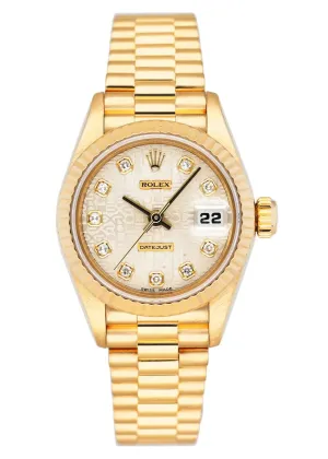 Rolex Datejust 69178 Diamond Anniversary Dial Ladies Watch Box Papers